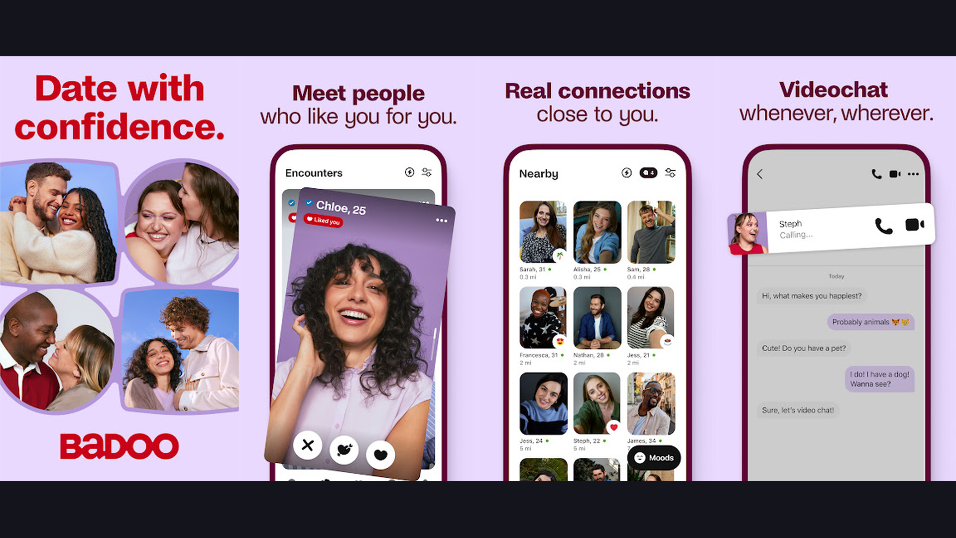 Badoo dating app London screenshots