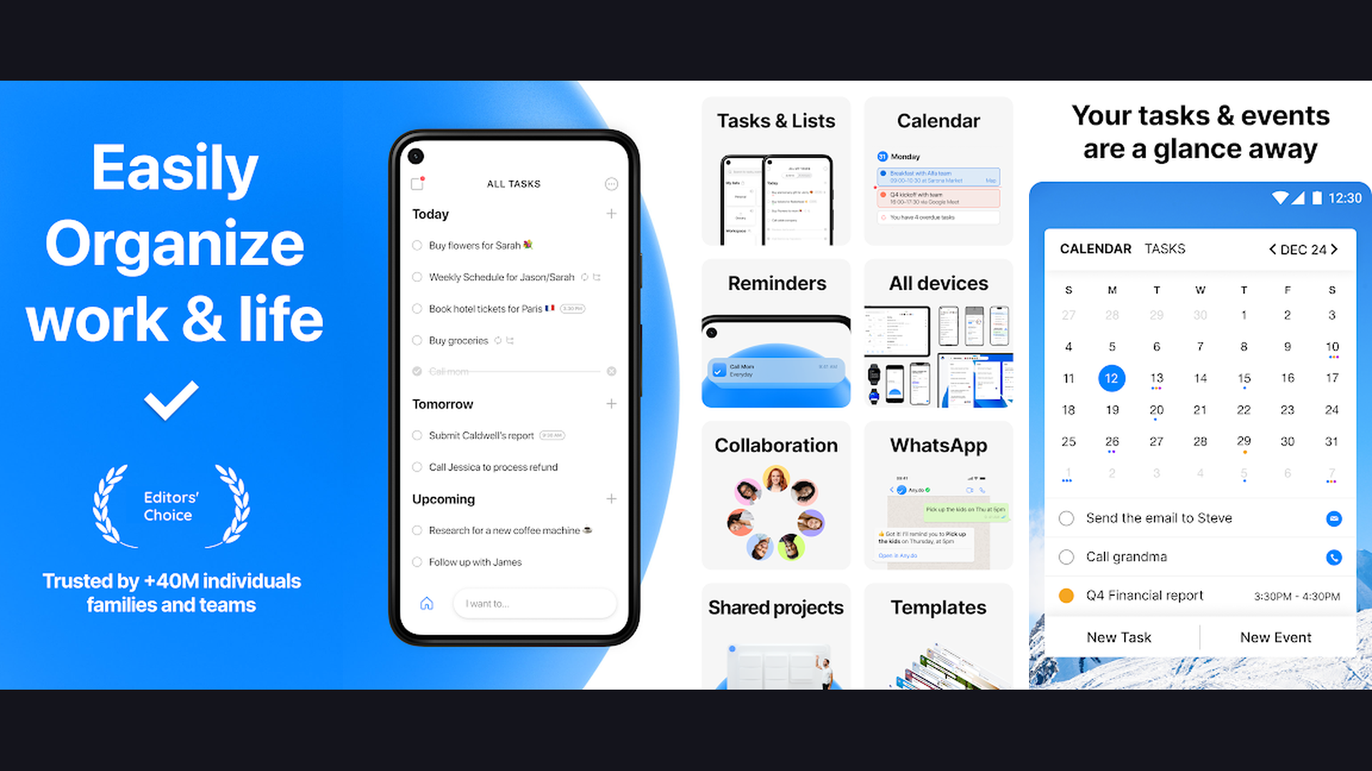 Any.do digital planner app screenshots