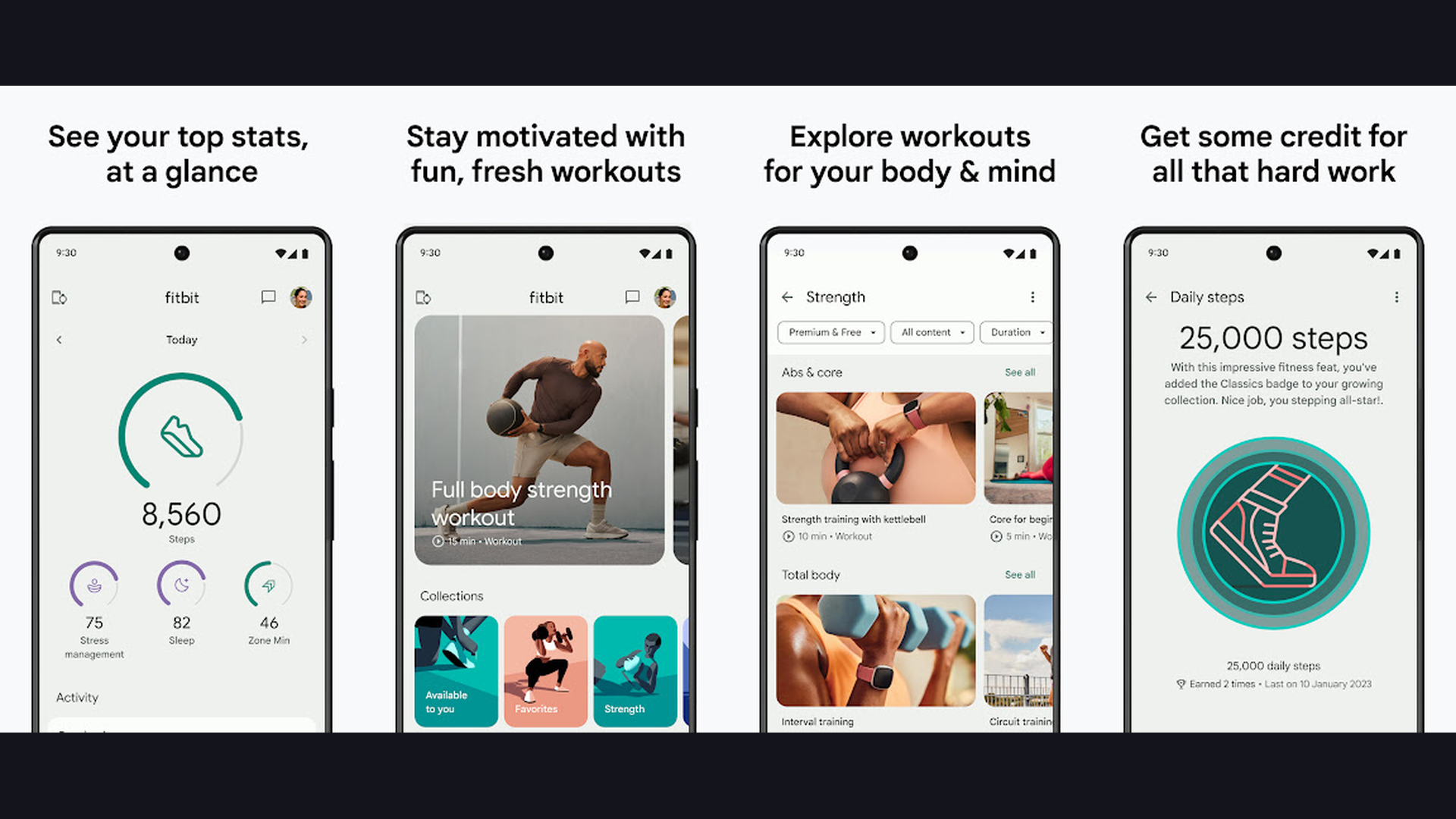 Fitbit health fitness app screenshots