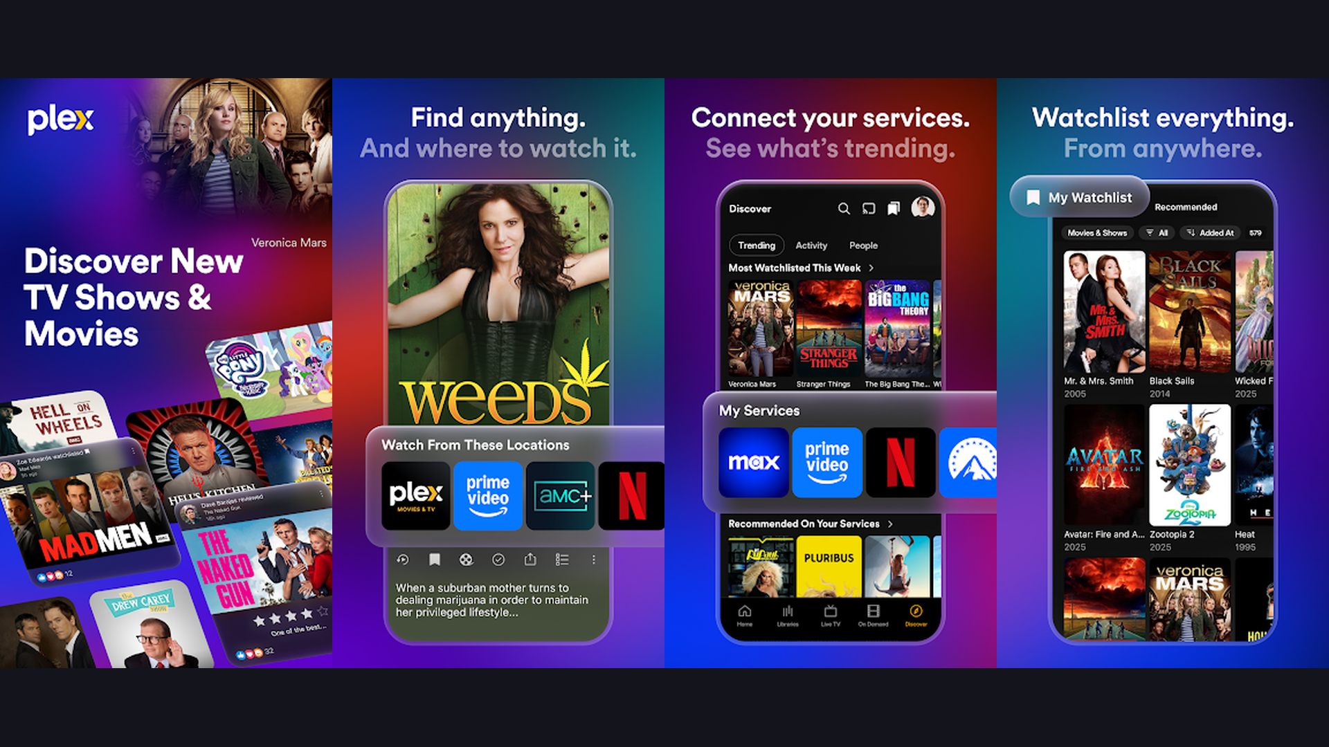 Plex RV streaming entertainment app screenshots