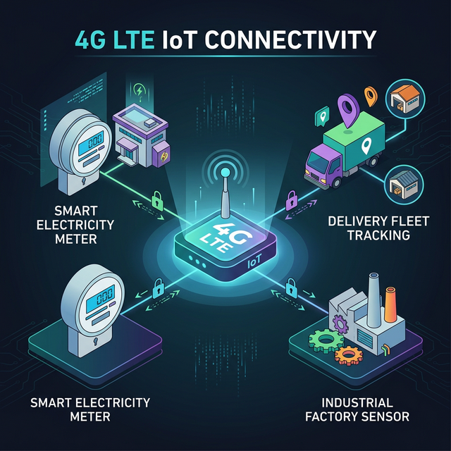 A modern 4G LTE network node securely connecting various smart city and industrial IoT devices