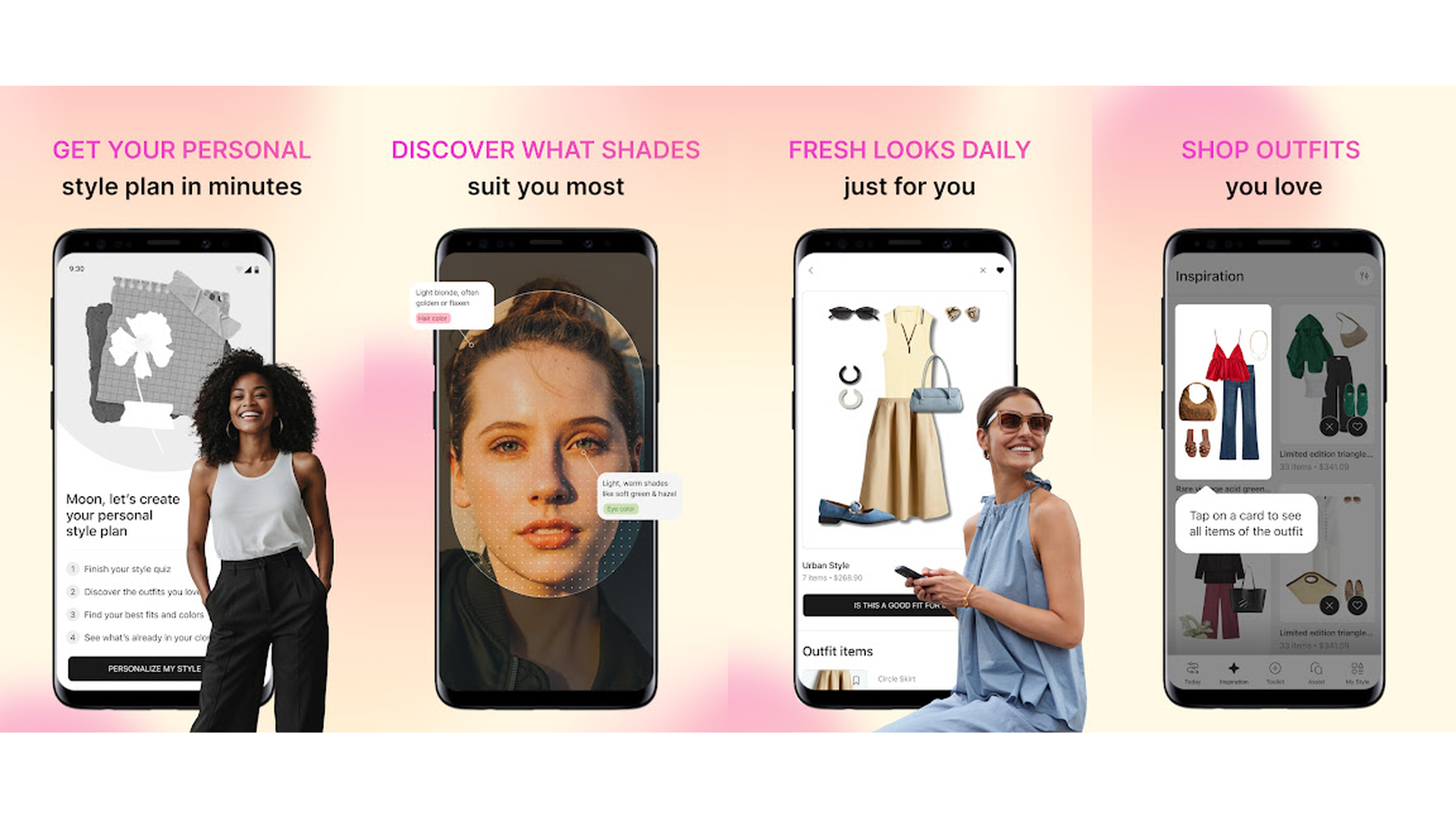 Dressly Outfit AI Stylist app screenshots showing outfit planning