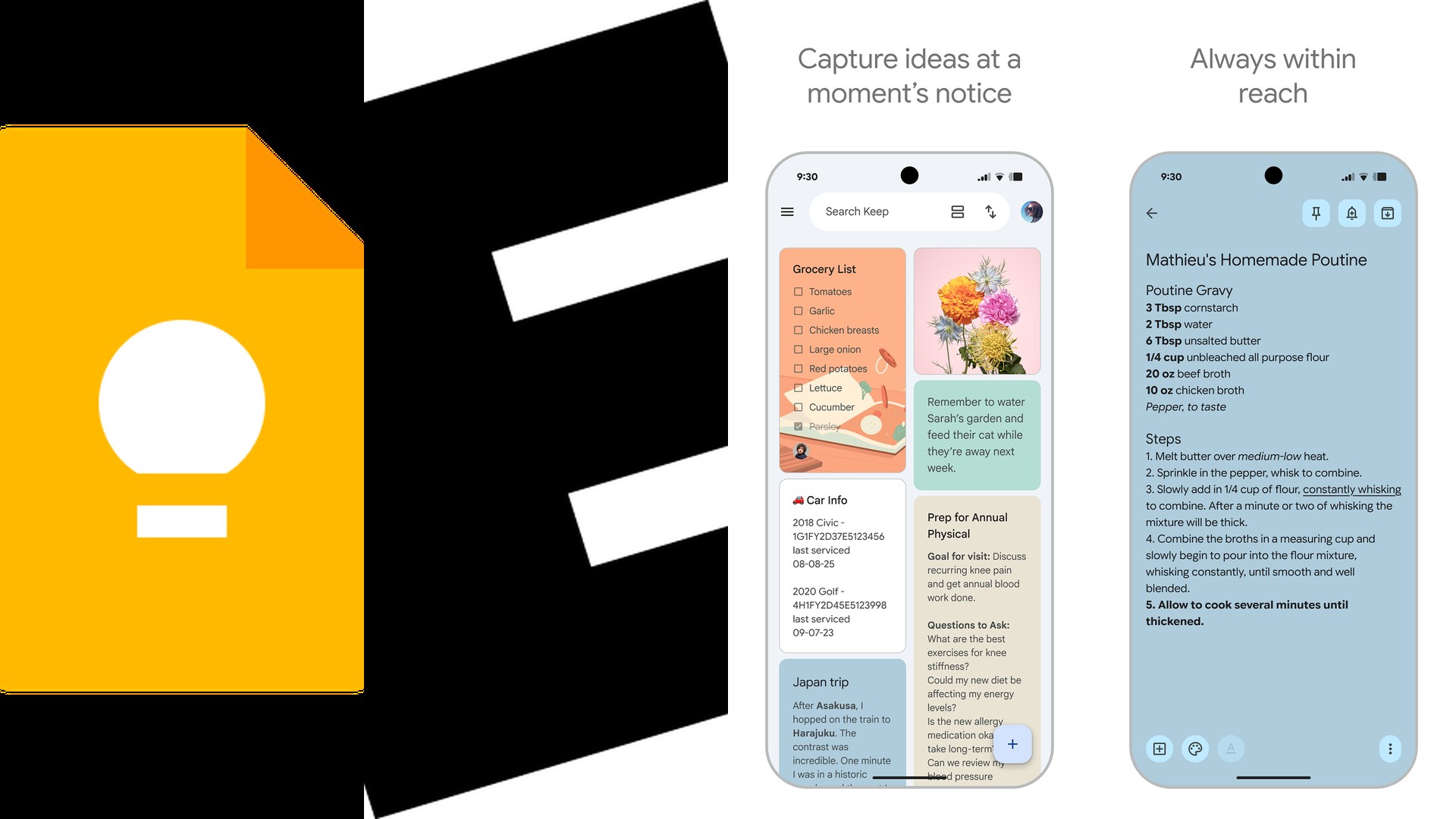 Google Keep reminder app features and interface