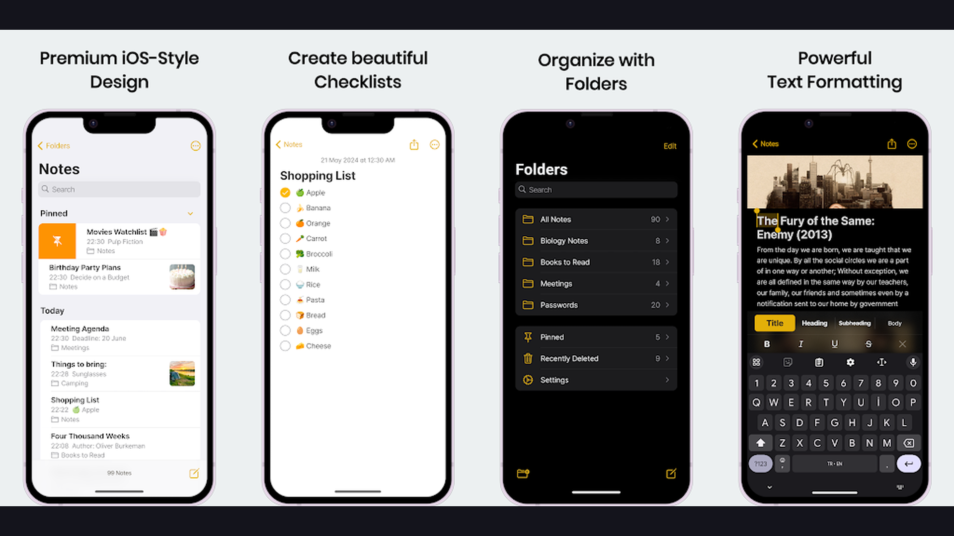 Apple Notes iPad note-taking app screenshots