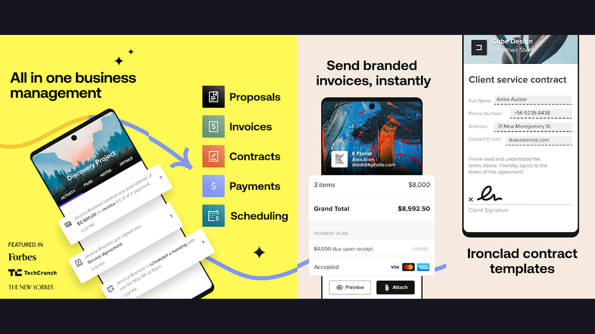 HoneyBook invoice app screenshots